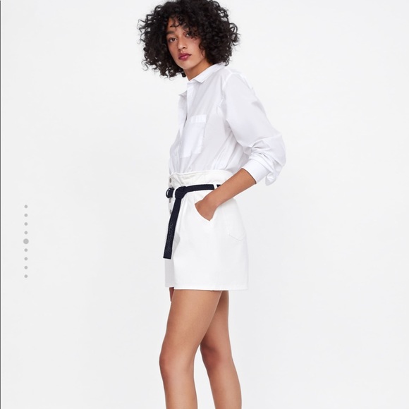 Zara Belted Paperbag White Shorts - Picture 4 of 6